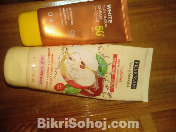 Scrub,sunscreen, makeup item